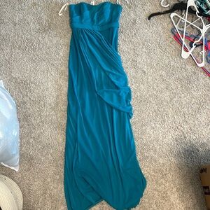 turquoise david’s bridal bridesmaid dress